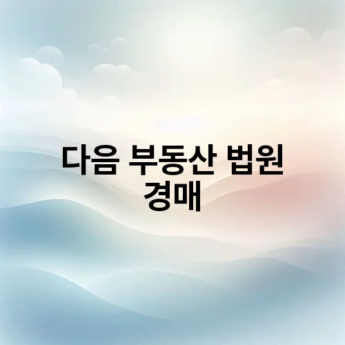 다음 부동산 법원 경매