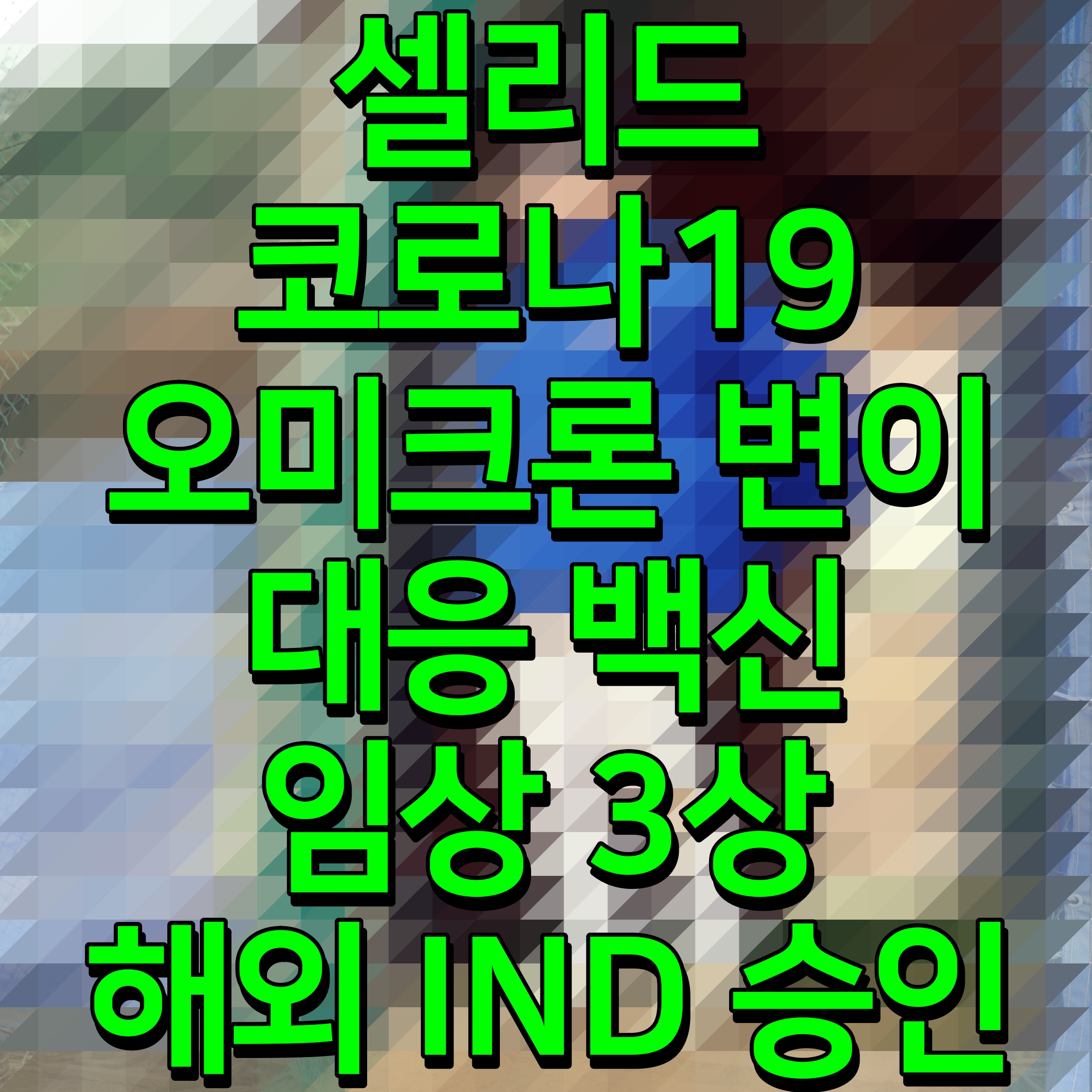  셀리드 코로나19 오미크론 변이 대응 백신 임상 3상 해외 IND 승인