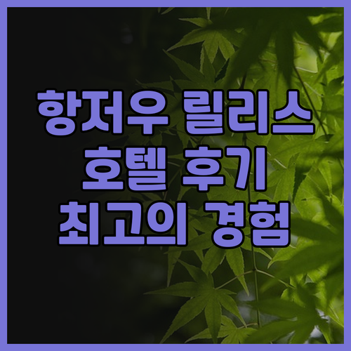 릴리스 호텔.. 항저우에서 만나는 최