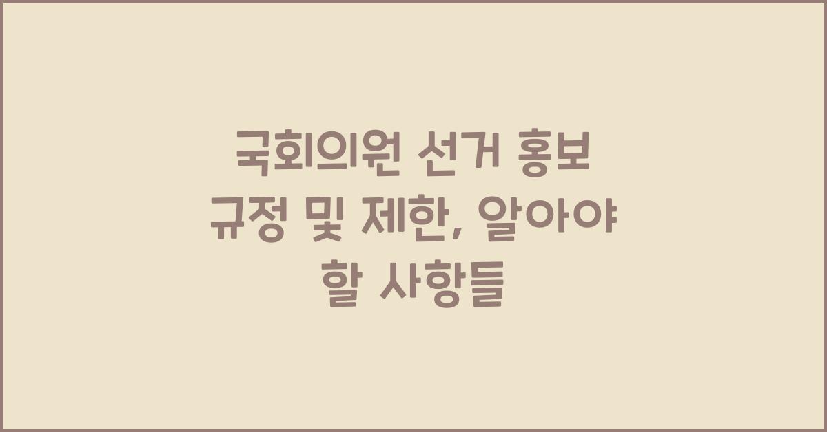 국회의원 선거 홍보 규정 및 제한