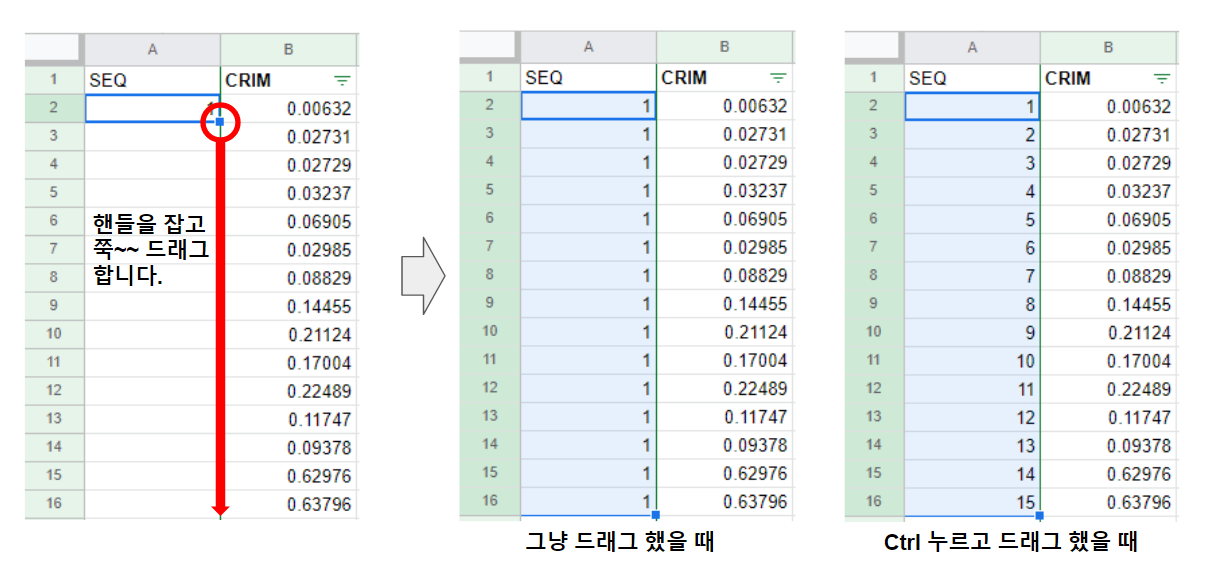 Excel의 채우기