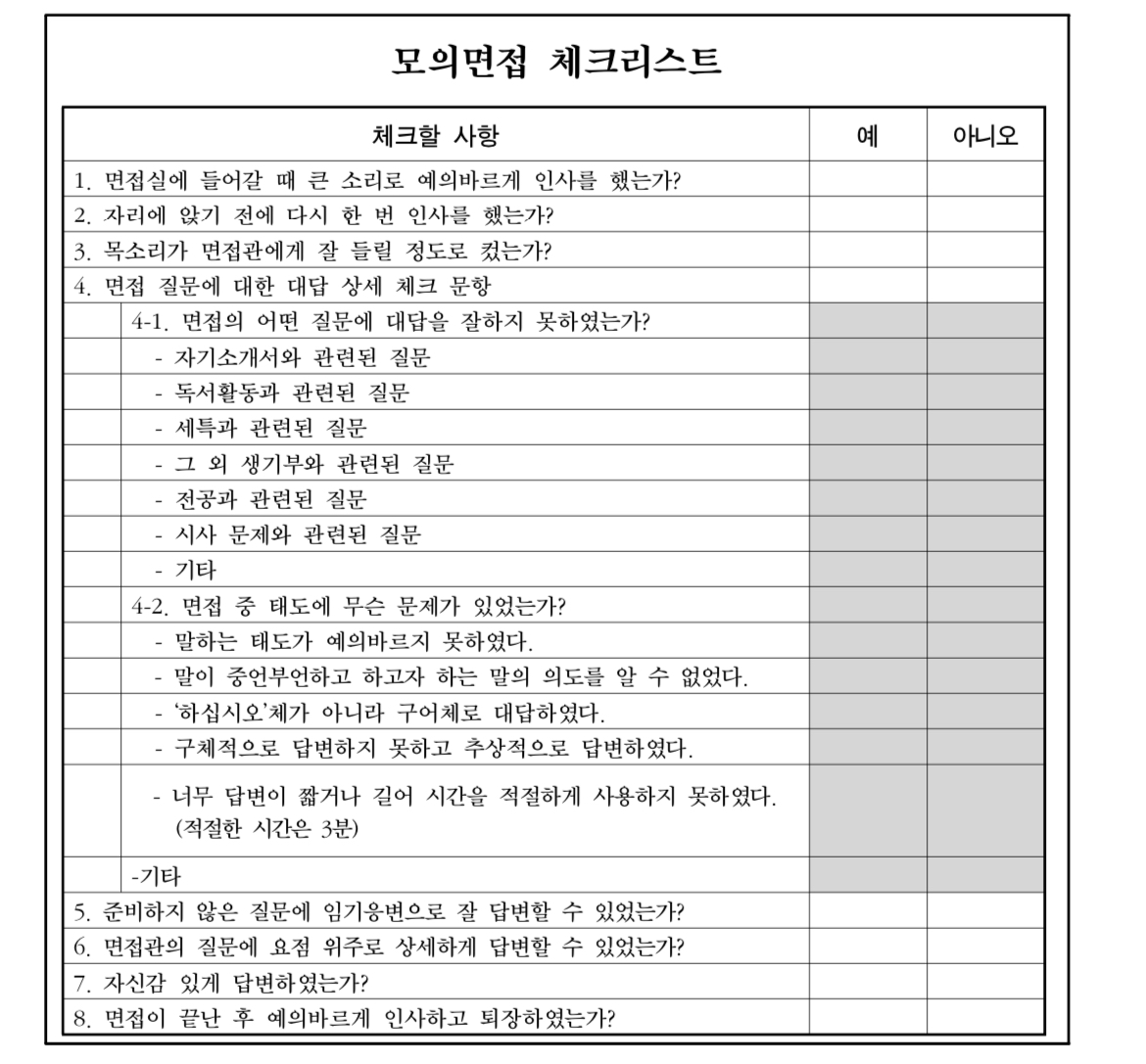 수시 면접 예상 문제 질문 준비하는 방법 수시 면접 예상 문제 질문 준비하는 방법