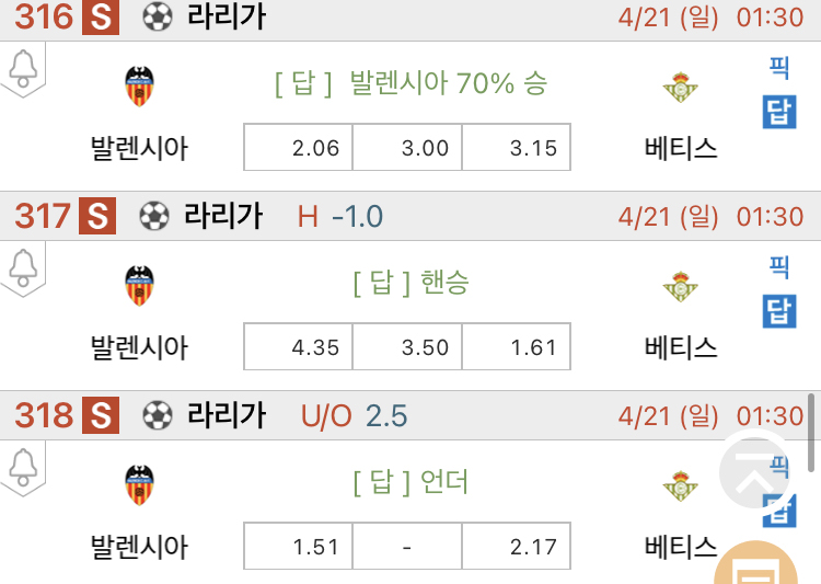  [진짜총판] 4월21일 발렌시아 VS 베티스 해외축구분석