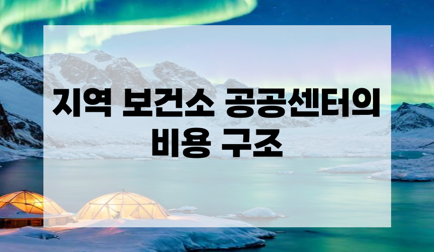 지역 보건소 공공센터의 비용 구조