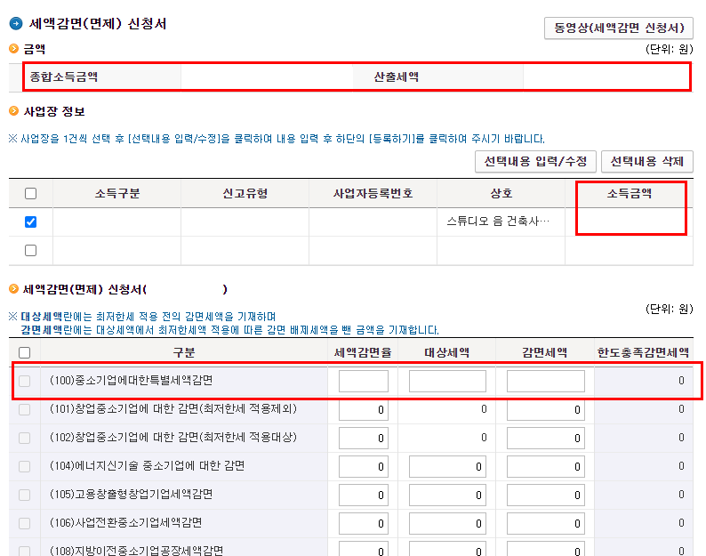 중소기업 및 산업체에 대한 특별세액감면 요건 요약 4