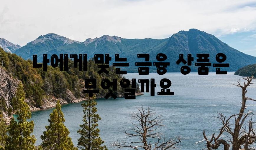  나에게 맞는 금융 제품은 무엇일까요