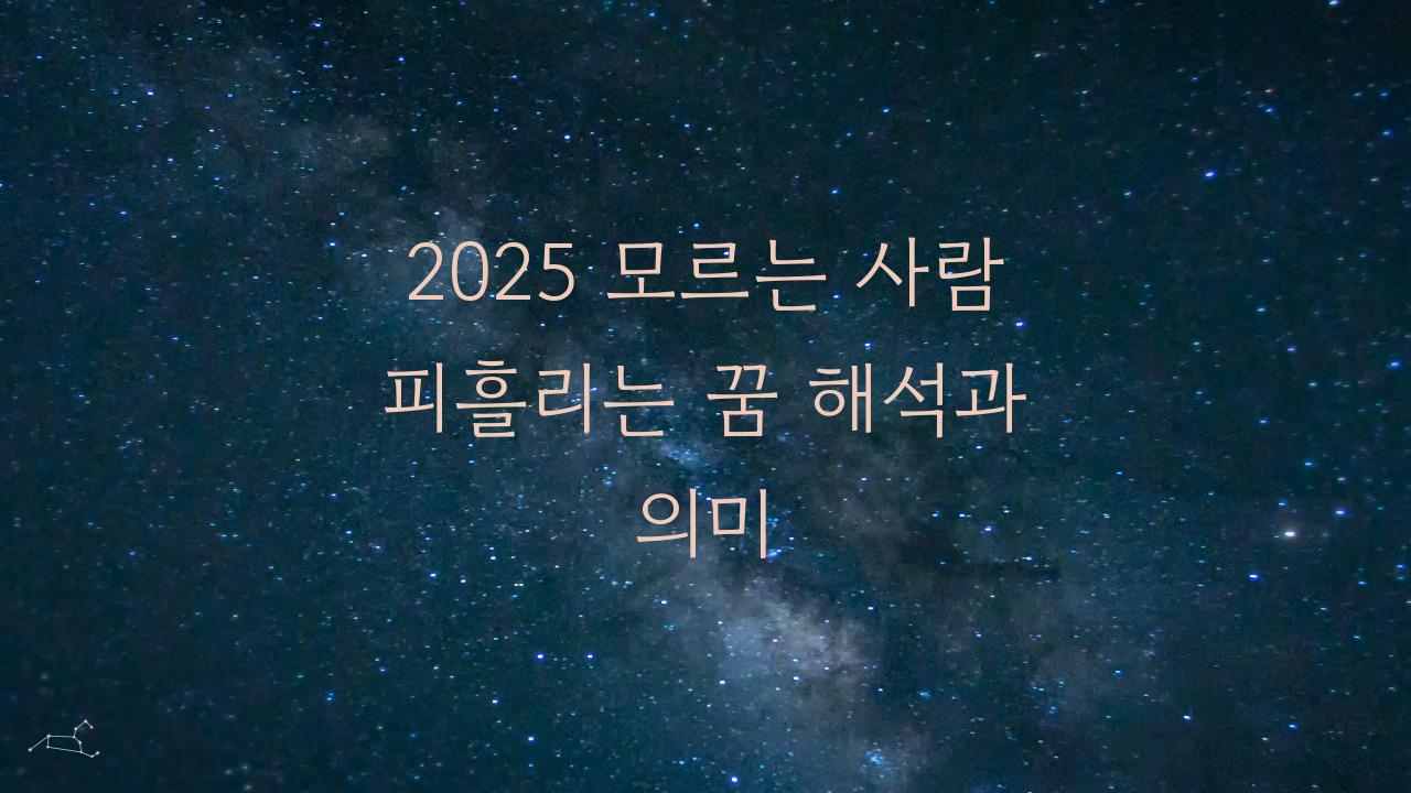 2025 모르는 사람이 피흘리는 꿈해몽