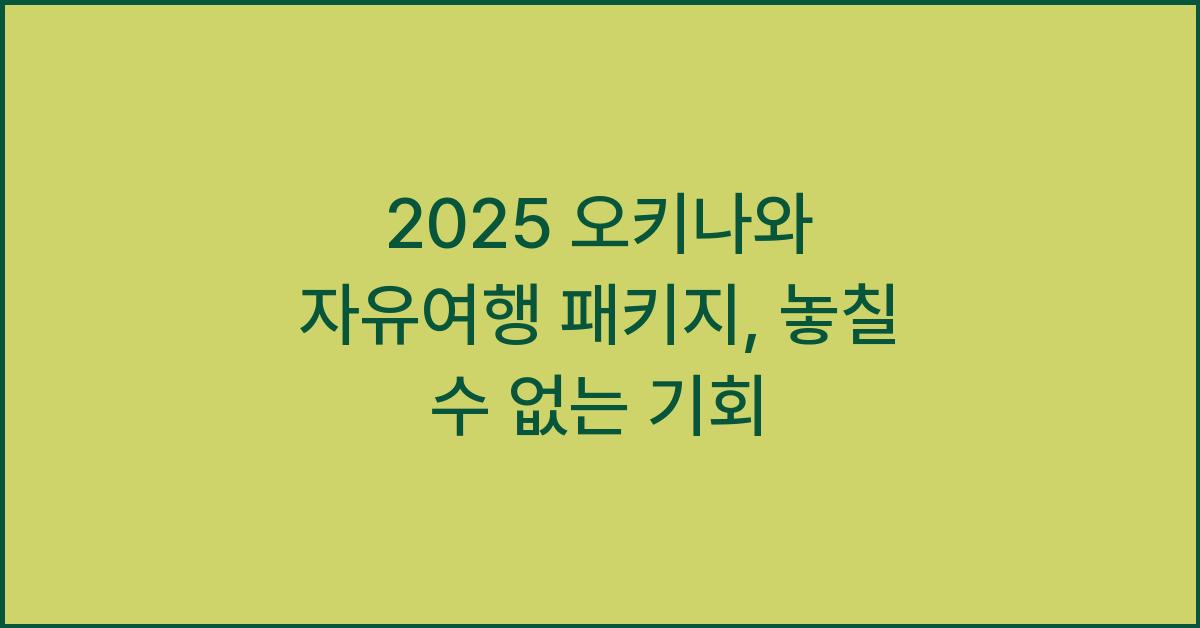 2025 오키나와 자유여행 패키지