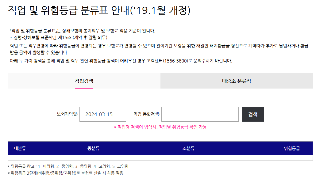직업-및-위험등급-분류표-안내-검색