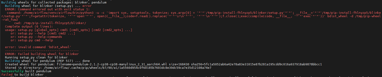 ERROR: Failed building wheel for blinker 에러
