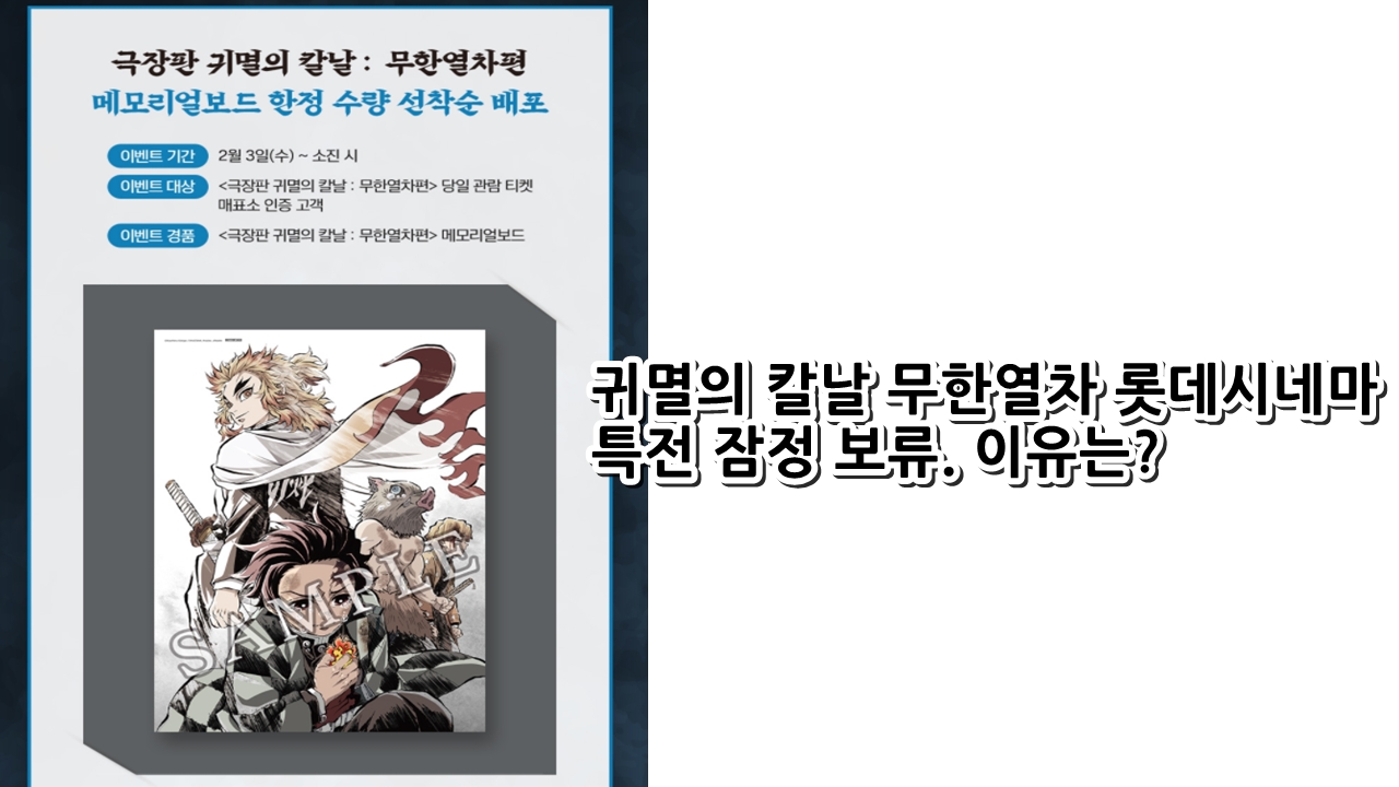  귀멸의 칼날 무한열차 롯데시네마 특전 잠정 보류. 이유는?