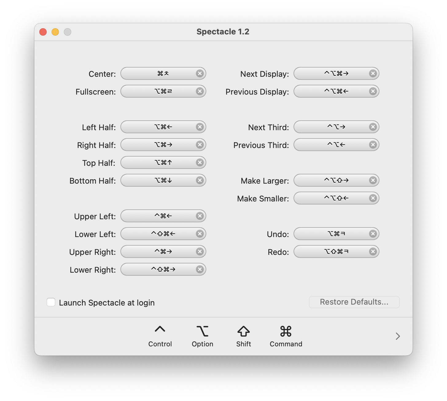 맥북 화면 분할 무료 프로그램 Spectacle 환경설정 - 단축키