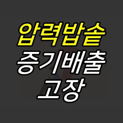 물음표-옆에-사람이-기대앉은-그림-위에-압력밥솥-증기배출-고장-이라는-글자가-적혀있다.