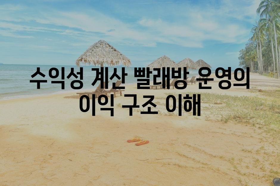 수익성 계산 빨래방 운영의 이익 구조 이해
