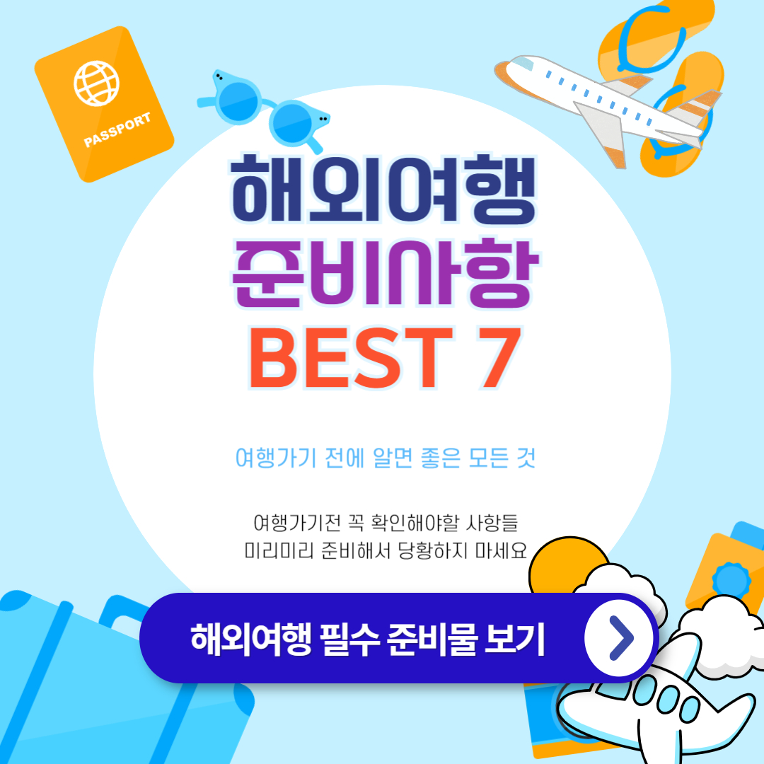 해외여행 준비물 (준비사항) : BEST 7