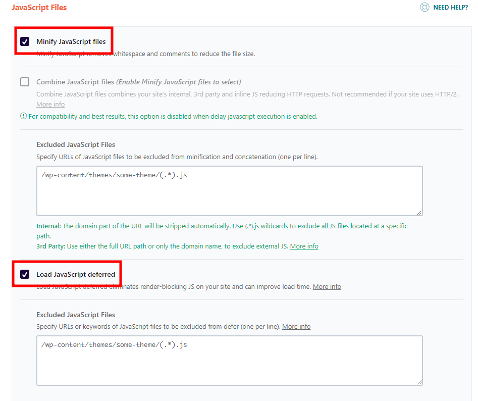 WP Rocket에서 File Optimization 항목 설정 방법(javascript)