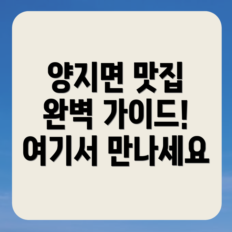 양지면 맛집