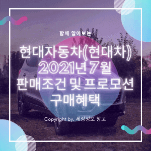  현대자동차(현대차) 2021년 7월 판매조건 및 프로모션, 구매혜택