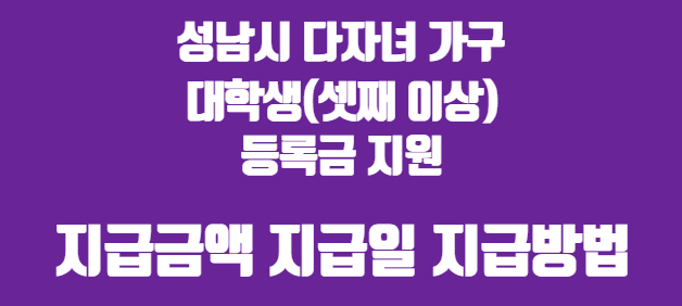 성남시 다자녀가구 대학생(셋째 이상) 등록금 지원 사업
