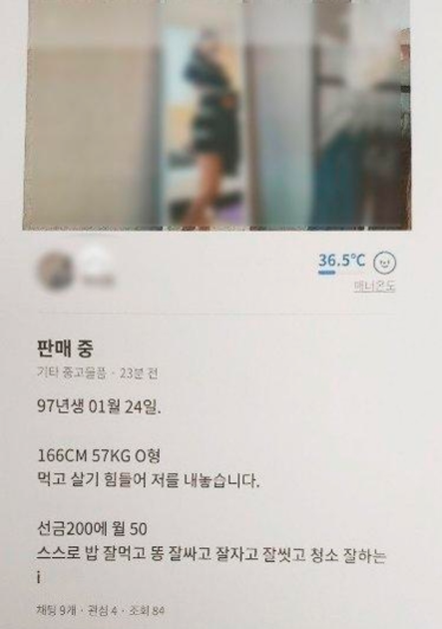  당근마켓 여성판매 논란..저를 내놓습니다.