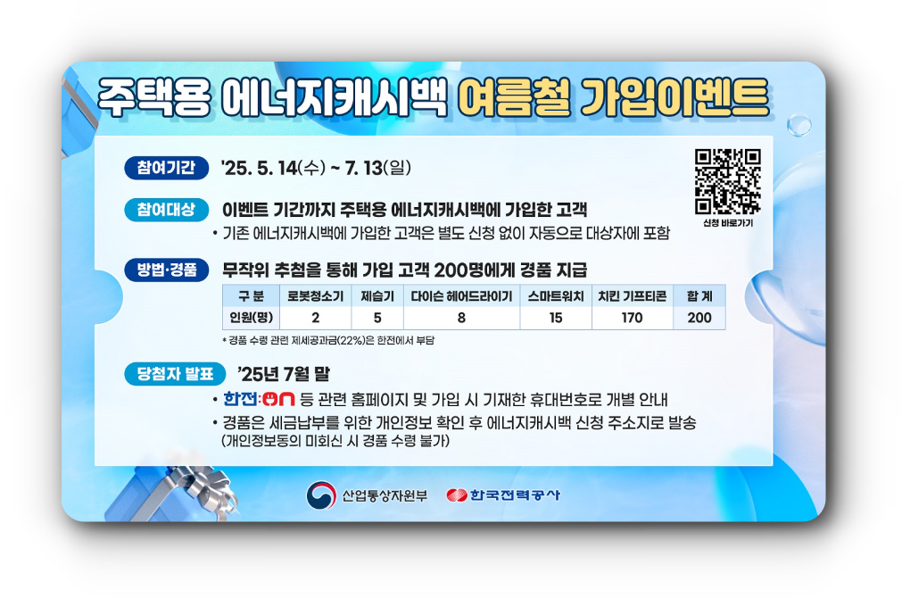 한전 에너지캐시백 신청하기 – 경품 이벤트 상품 받는 방법