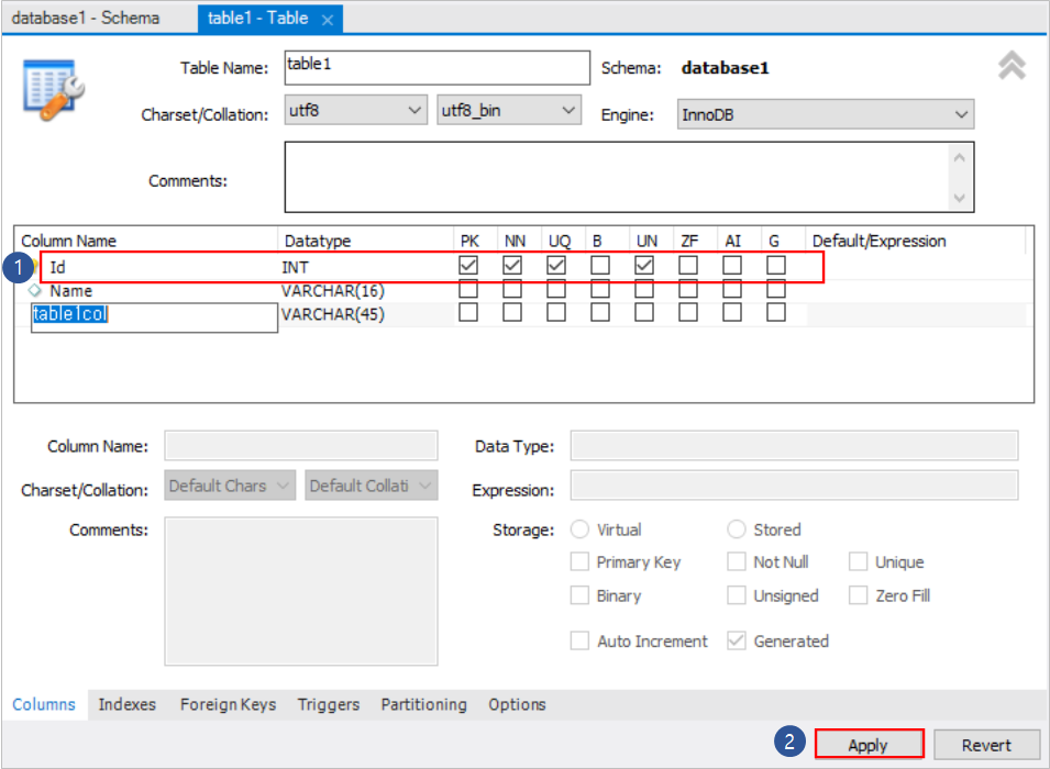 코더제로 데이터베이스 MySQL Workbench 컬럼 생성 ...