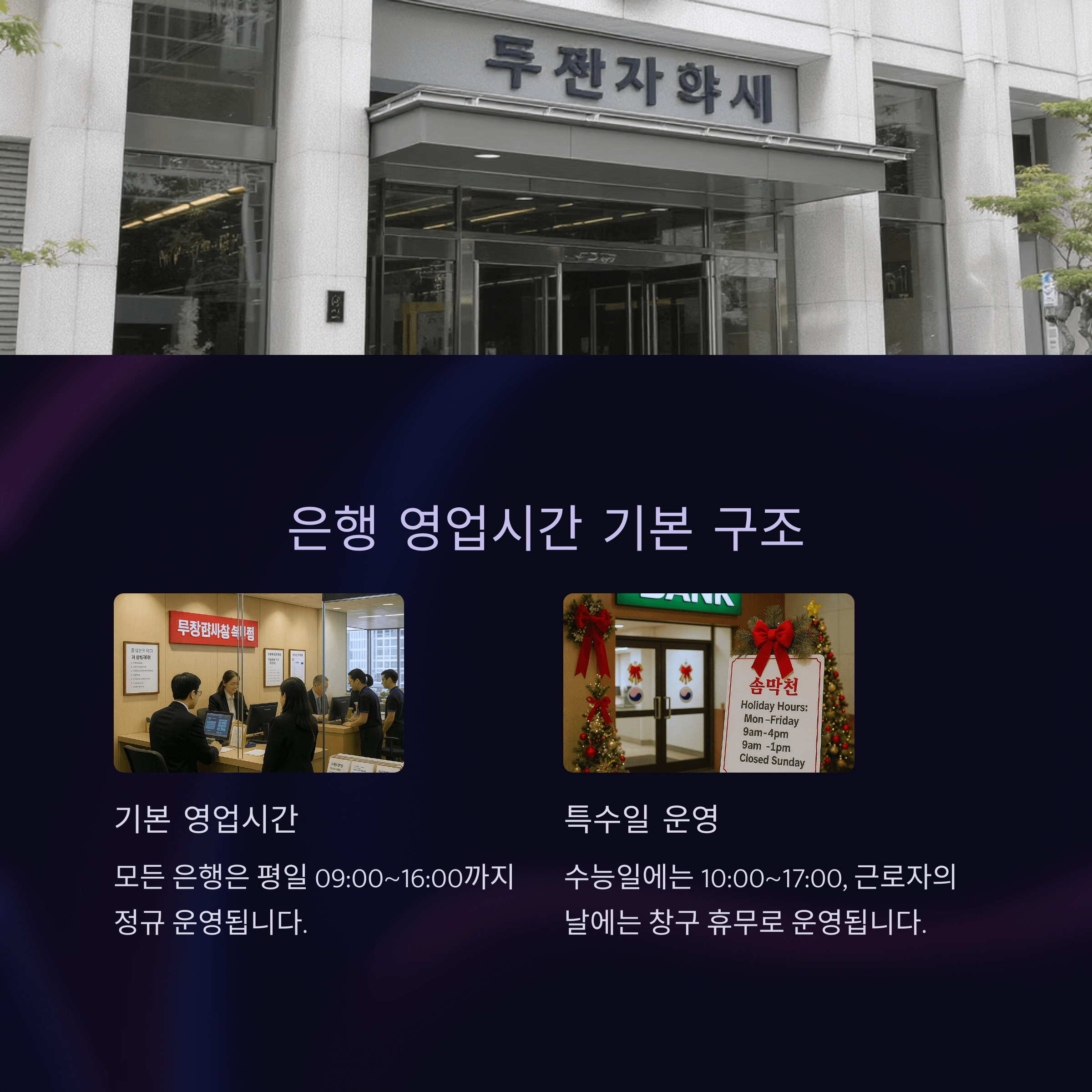 은행업무시간 오늘 기준 정리