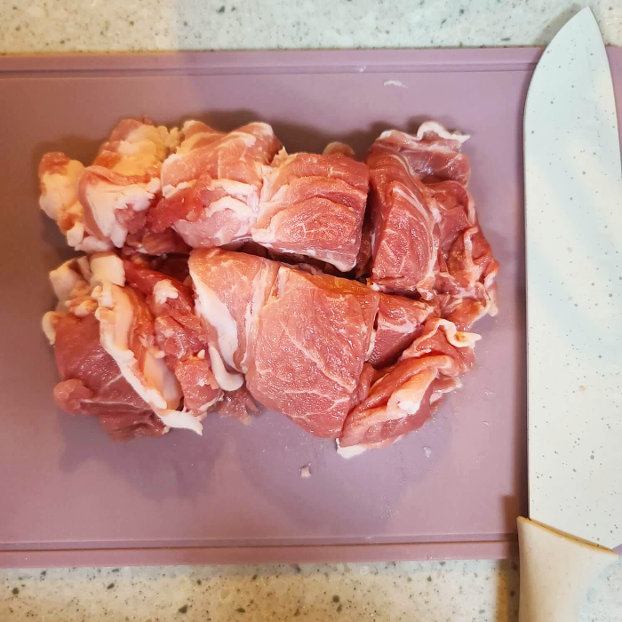 고추장불고기 만들기-고기 자르기