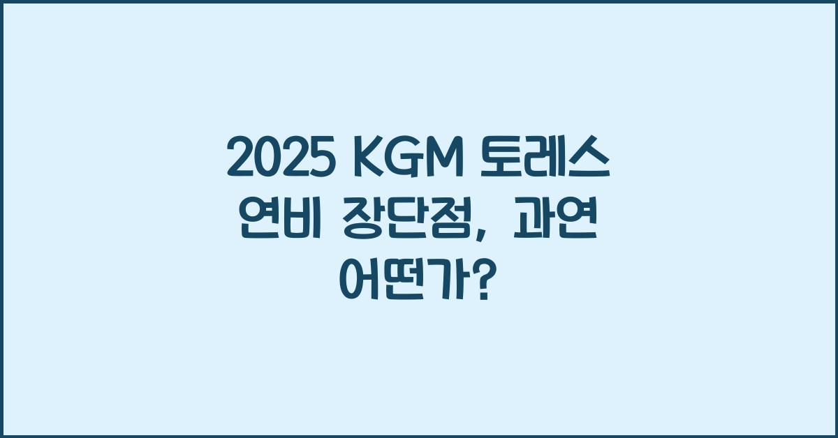 2025 KGM 토레스 연비 장단점