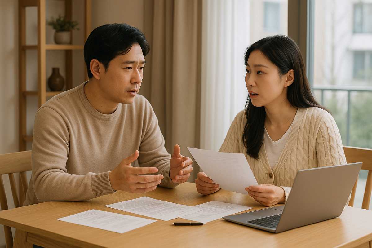 부부가 자산 계획을 상의하는 모습