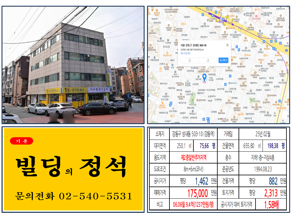Analysis of Gangdong Station Area 1.75 Billion Won Corner Building Transaction! Top Advertising Effect (ft. Buk-doro, Cost-Effective Investment, 19-Year Profit Analysis)