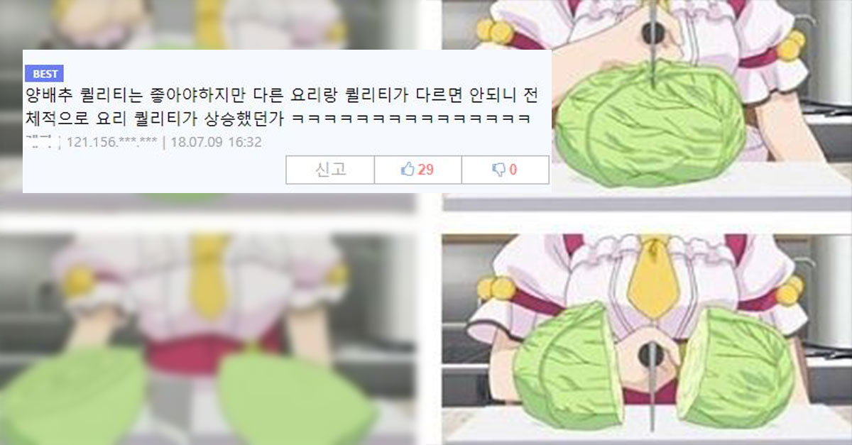  양배추가 애니 작화에 미친 영향력 ㅋㅋㅋㅋ