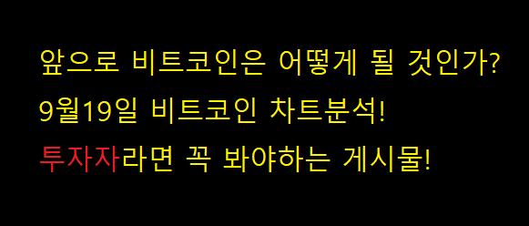 앞으로 비트코인의 전망은?
9월 19일 비트코인 가격 분석!
투자자라면 꼭 봐야 하는 게시물