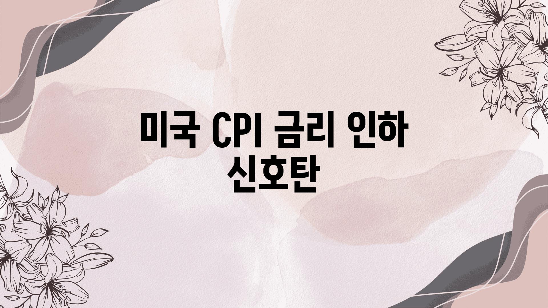 미국 CPI 금리 인하 신호탄