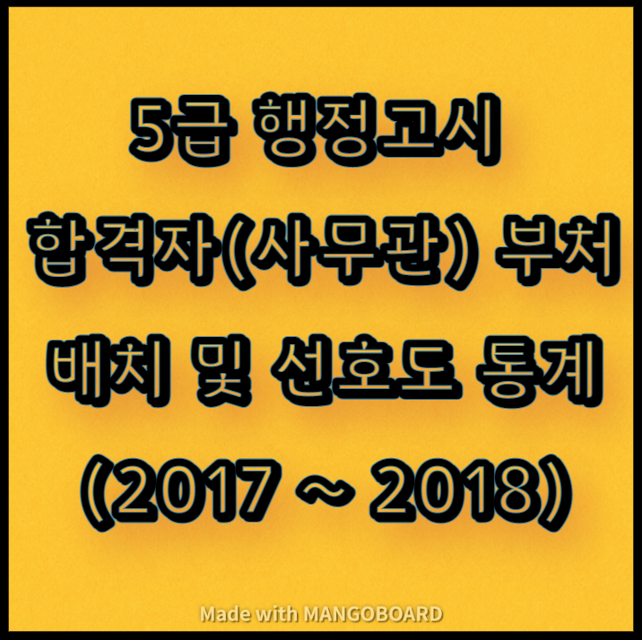  5급 행정고시 합격자(사무관) 부처배치 및 선호도 통계(2017~2018)