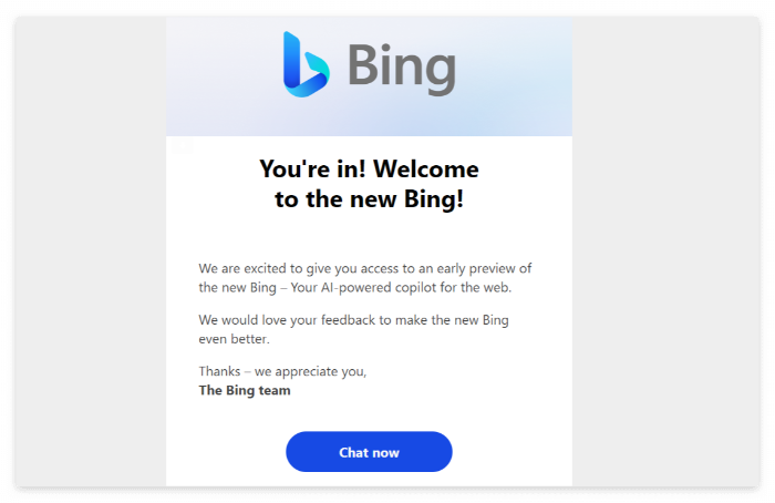 Bing 채팅 가능 메일