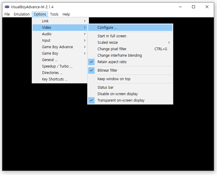 비주얼보이 어드밴스 어드벤스 GBA 에뮬레이터 비디오 세부설정