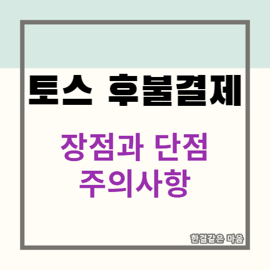 토스 후불결제 장점과 단점 주의사항