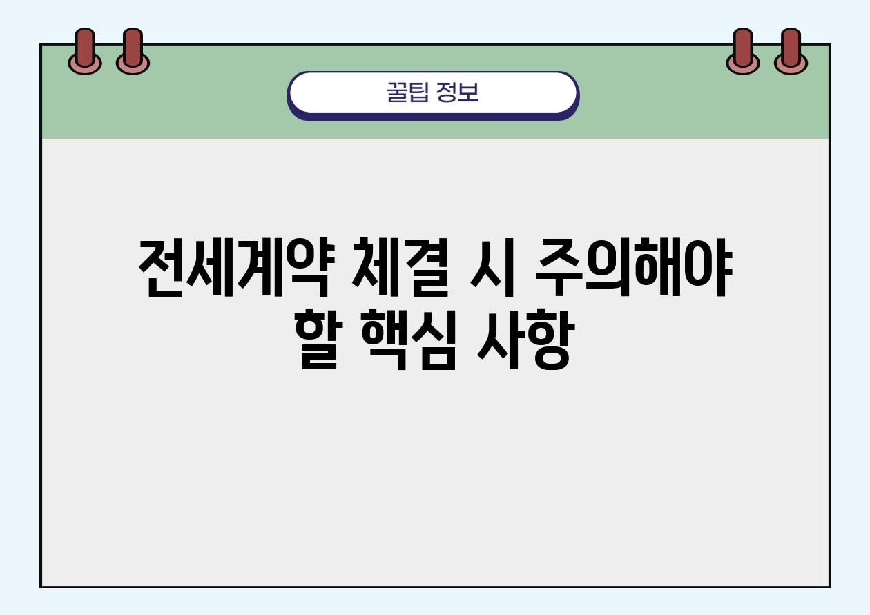 전세계약 체결 시 주의해야 할 핵심 사항