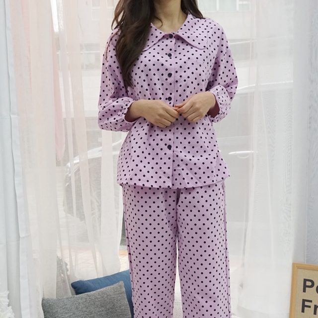 제이앤디 빅카라 베이직 가을 도트 잠옷 세트
