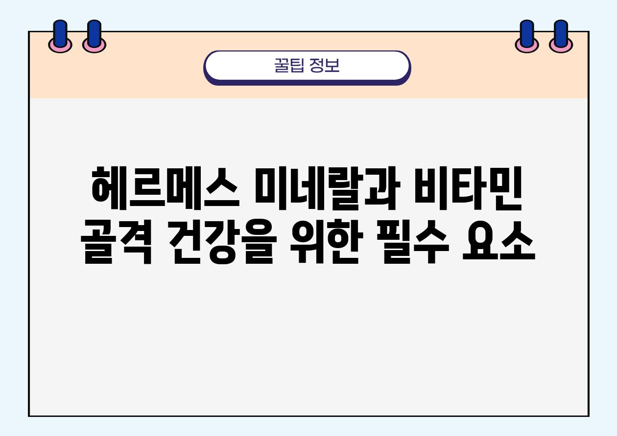 헤르메스 미네랄과 비타민 골격 건강을 위한 필수 요소