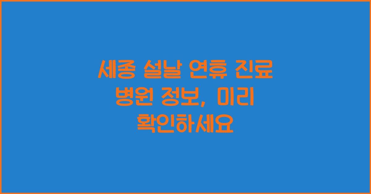 세종 설날 연휴 진료 병원 정보