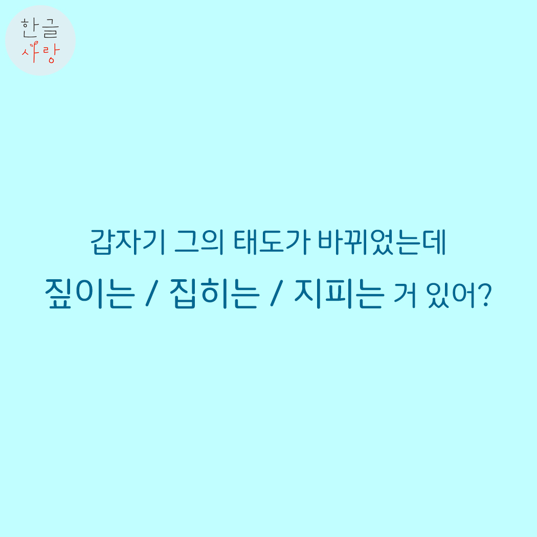  짚이다 / 집히다 / 지피다 차이점을 알아볼까요?