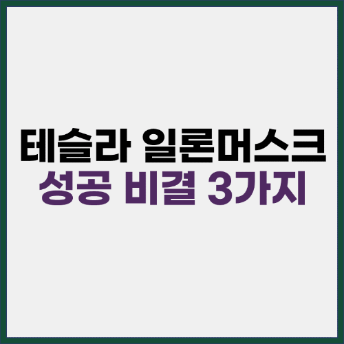 테슬라 일론머스크 성공비결 3가지