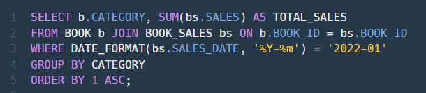 [My_SQL] Lv3 카테고리 별 도서 판매량 집계하기