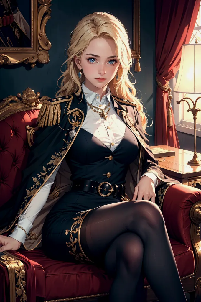 AI 2D Anime 럭셔리 파티 드레스 왕실 룩북 이미지. 앉은 자세
