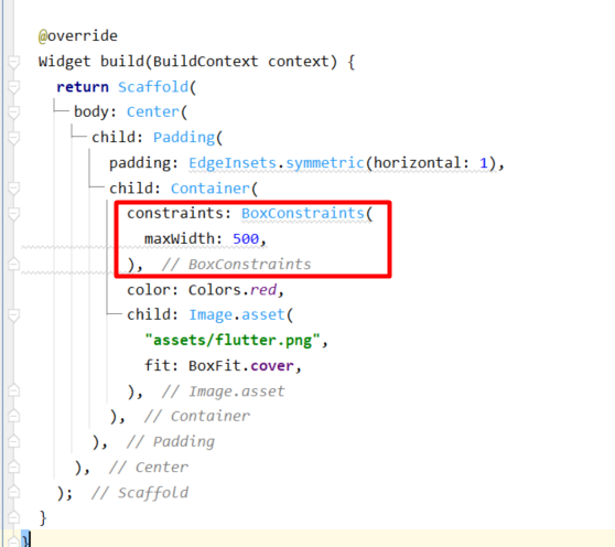 Flutter BoxConstraints maxWidth