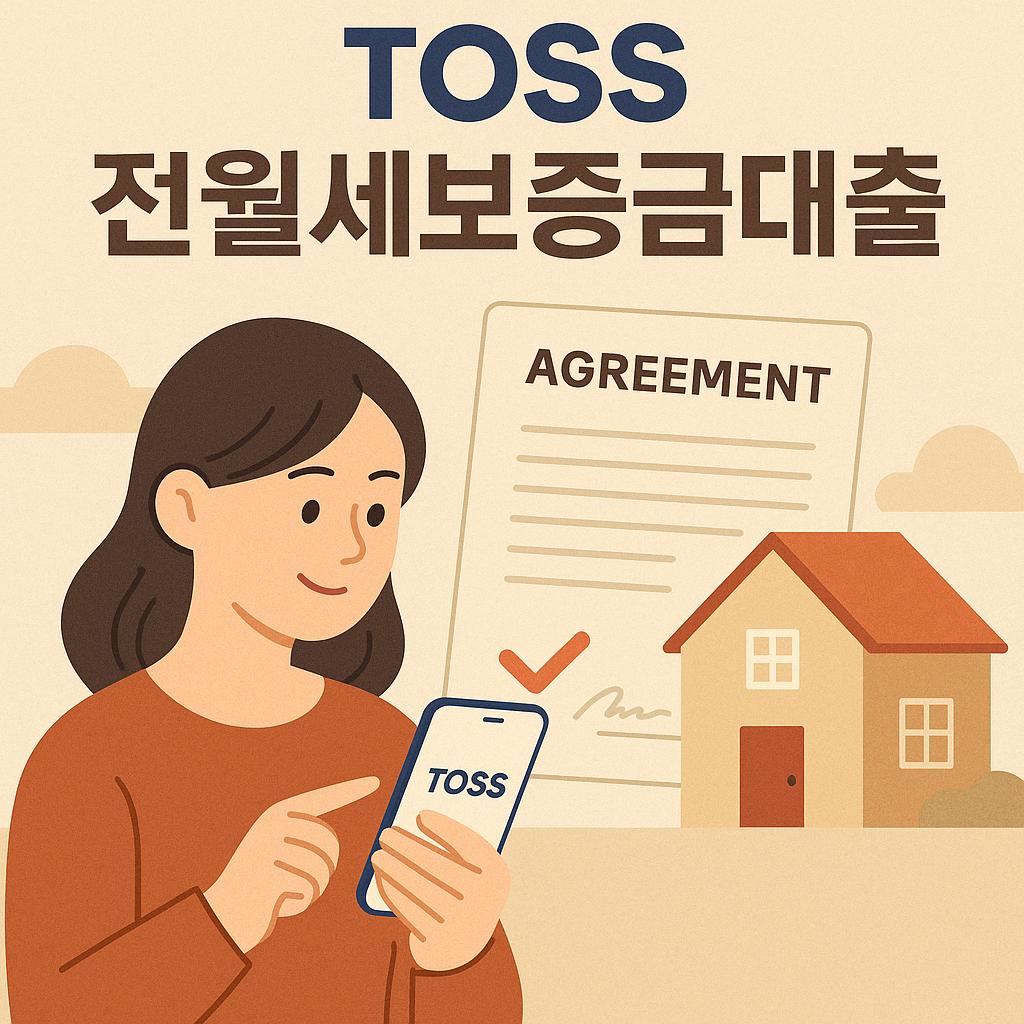 2025년 토스뱅크 전월세 보증금 대출 신청 조건과 HF 보증 연계, 모바일 무방문 신청 절차를 설명하는 감성 플랫 스타일 블로그 썸네일 이미지