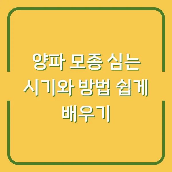 양파 모종 심는 시기와 방법 쉽게 배우기