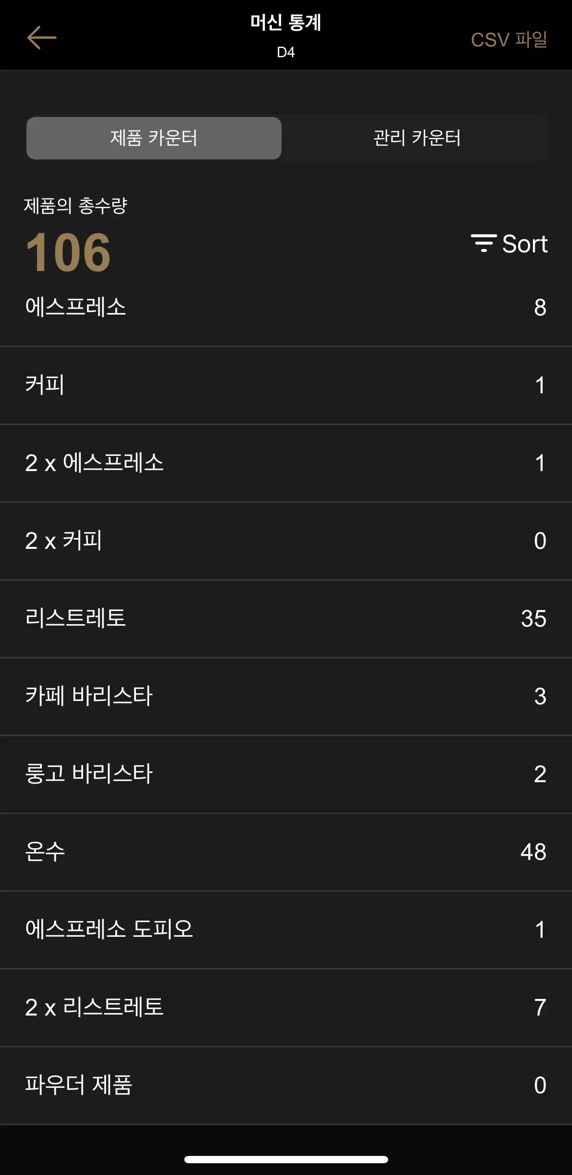 유라 앱(J.O.E.)을 통한 추출 메뉴 카운터를 보여주는 이미지